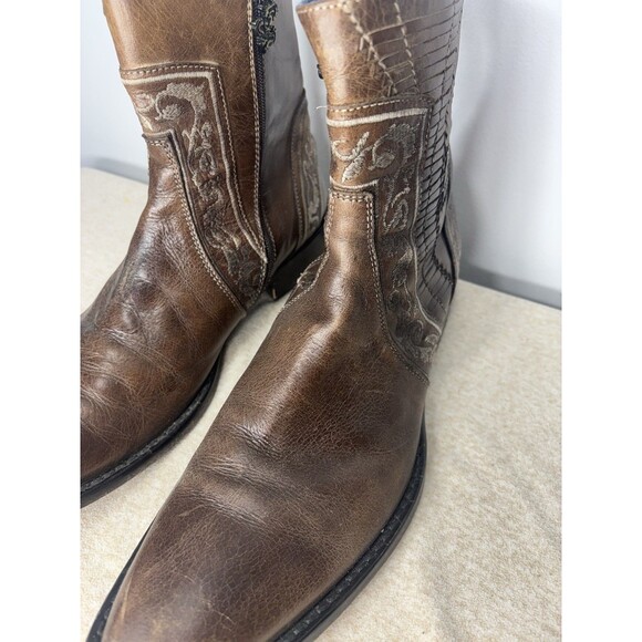 Mark Nason Men’s Cipher Ebroidered Brown Leather Boots Italy Size 11.5 67527 - Picture 2 of 15